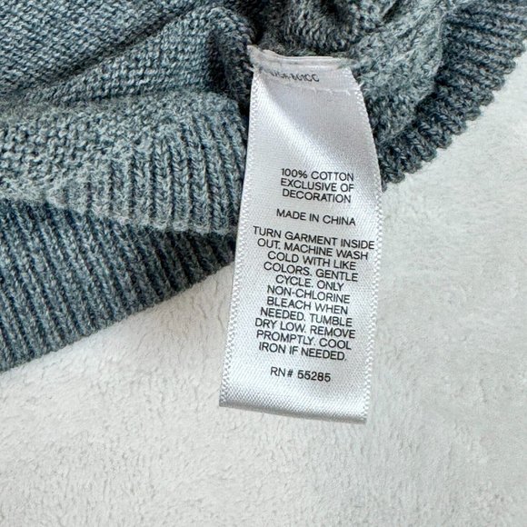 Express Men's XL Sweater Grey Solid Cotton V-Neck Top Long Sleeve Pullover - Picture 11 of 12